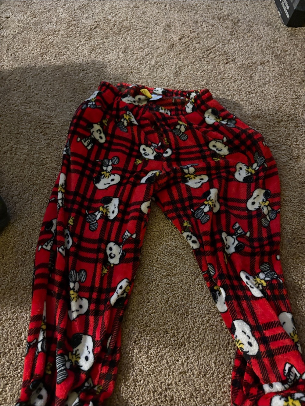 Peanuts Red Black Plaid Snoopy Fleece Pajama Pants